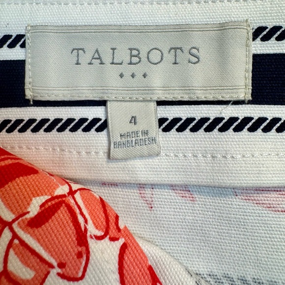 Talbots White Pencil Skirt with Red Lobster Print and Navy Stripes, Size 4 - Picture 9 of 11